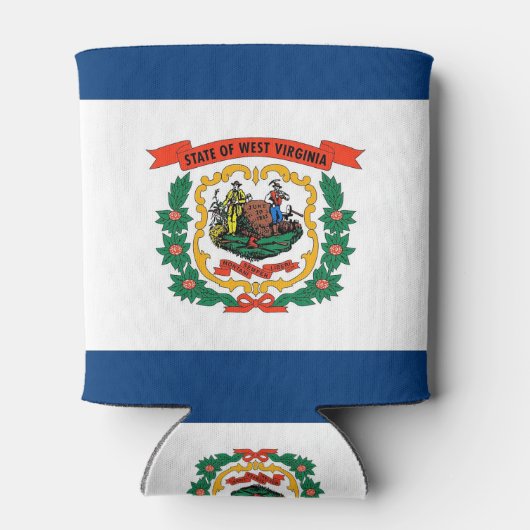 クーラーボックスと米国ウェストバージニア州州旗。 缶クーラー (裏面)