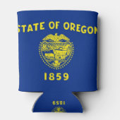 クーラーボックスと米国オレゴン州旗。 缶クーラー (裏面)