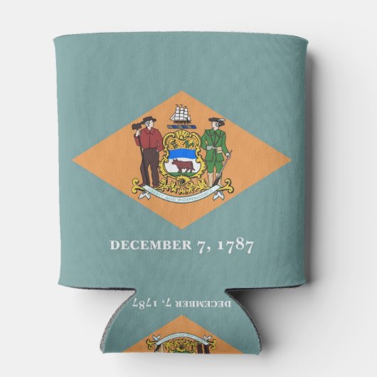 クーラーボックスと米国デラウェア州の国旗。 缶クーラー (裏面)