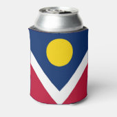 クーラーボックスと米国デンバーシティ国旗。 缶クーラー (缶裏面)