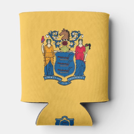 クーラーボックスと米国ニュージャージー州州旗。 缶クーラー (裏面)