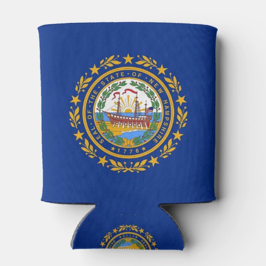 クーラーボックスと米国ニューハンプシャー州の国旗。 缶クーラー (裏面)