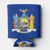 クーラーボックスと米国ニューヨーク州州旗。 缶クーラー (裏面)