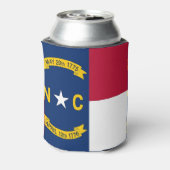クーラーボックスと米国ノースカロライナ州旗。 缶クーラー (缶裏面)