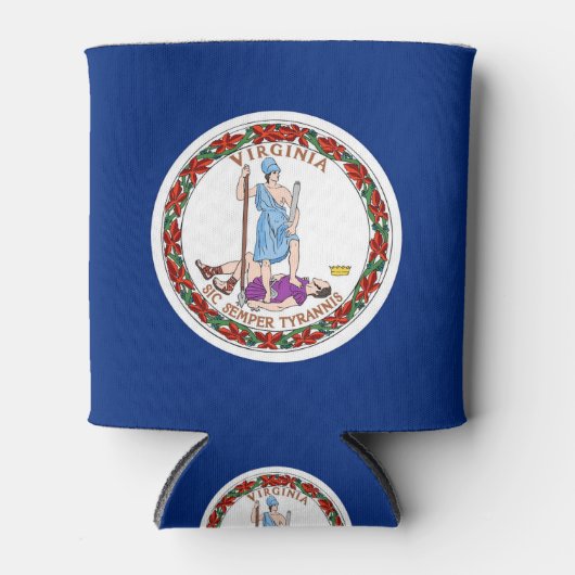 クーラーボックスと米国バージニア州州旗。 缶クーラー (正面)