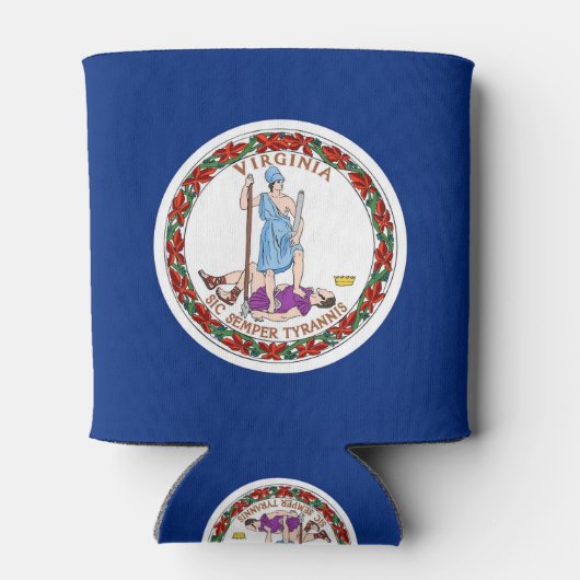 クーラーボックスと米国バージニア州州旗。 缶クーラー (裏面)