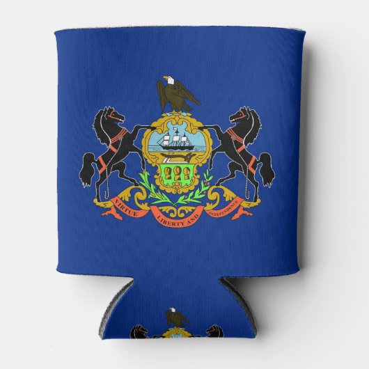 クーラーボックスと米国ペンシルバニア州旗。 缶クーラー (正面)