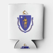 クーラーボックスと米国マサチューセッツ州州旗。 缶クーラー (正面)