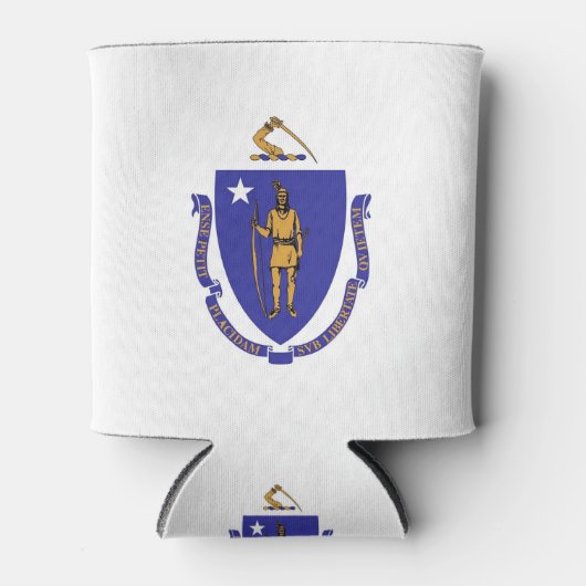 クーラーボックスと米国マサチューセッツ州州旗。 缶クーラー (正面)