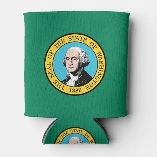 クーラーボックスと米国ワシントン州州旗。 缶クーラー (正面)