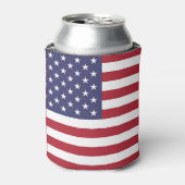 クーラーボックスと米国国旗。 缶クーラー (缶正面)