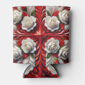 クーラーボックスと英語バラデザイン 缶クーラー (正面)