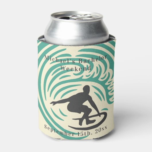 クーラーボックスパーソナライズされた学士号サーフウィークエンド 缶クーラー (缶正面)