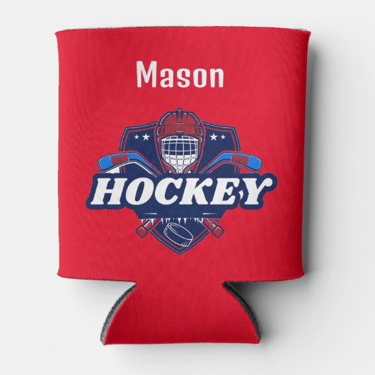 クーラーボックスホッケーパーソナライズされたギア- – 名前の追加# 缶クーラー (正面)