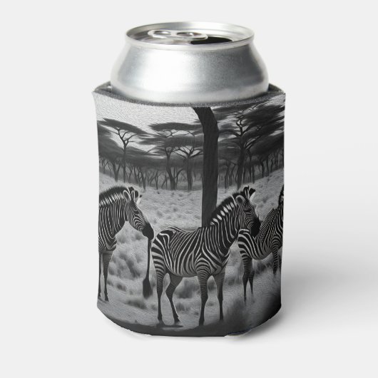 クーラーボックス、アフリカのゼブラ絵を描ス油 缶クーラー (缶裏面)