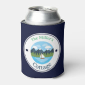 クーラーボックス-コテージ- パーソナライズされた – 名前の追加 缶クーラー (缶正面)