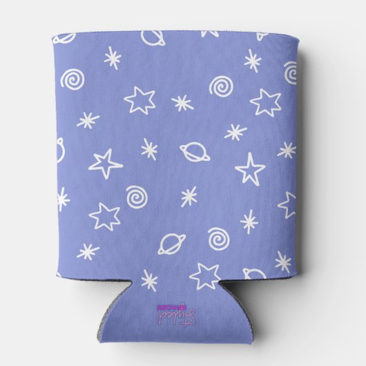 クーラーボックス ブルー スペース 落書き 星 惑星 缶クーラー (裏面)