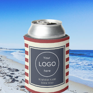 クーラー会社のロゴ赤いネイビーブルーストライプの 缶クーラー