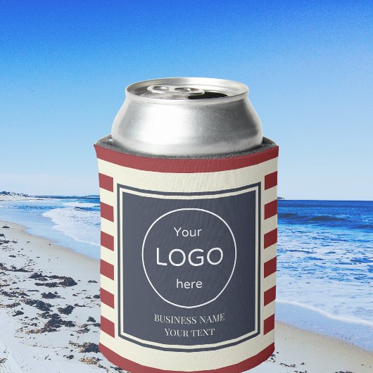 クーラー会社のロゴ赤いネイビーブルーストライプの 缶クーラー