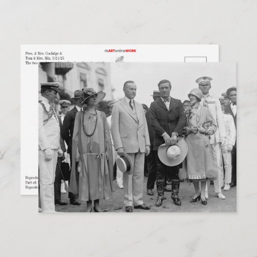 クーリッジ大統領とトムが妻と付き合う ポストカード (正面/裏面)
