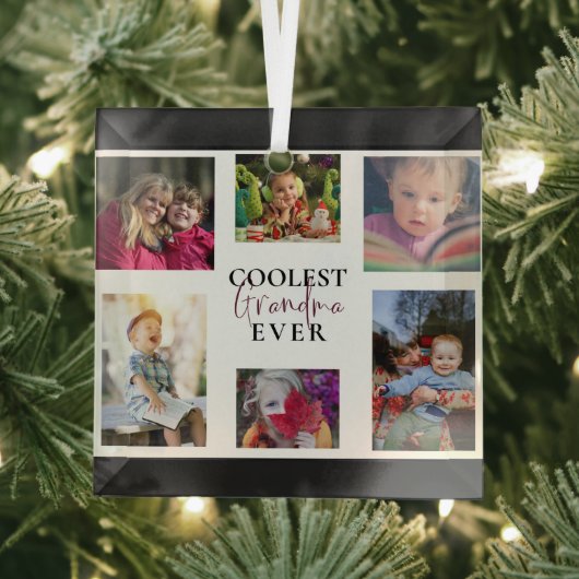 クールおばあちゃん数々のが撮影したコラージュカワイトプレゼント ガラスオーナメント (インサイチュ)