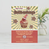 クールおもしろいうれしそうなタイポグラフィクッキー交換パーティー 招待状 (スタンド正面)