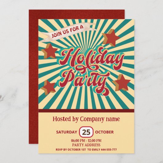 クールおもしろいうれし企業のいタイポグラフィ 招待状 (正面/裏面)