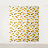 クールおもしろいおいしいタコ柄ホワイトウォール タペストリー (正面)