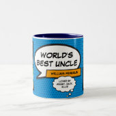 クールおもしろいおじさんモダン漫画ブックブルーフォト ツートーンマグカップ (中央)