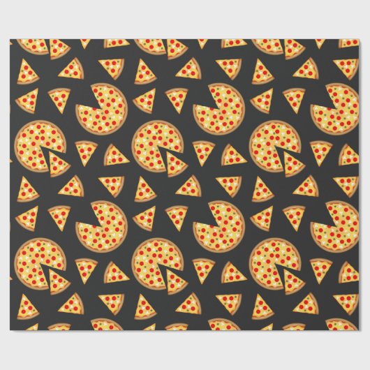 クールおもしろいのピザと薄切り模様 ラッピングペーパー (フラット)