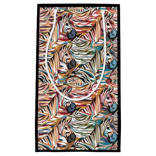 クールおもしろいカラフルゼブラ印刷抽象芸術 スモールペーパーバッグ (正面)