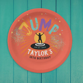 クールおもしろいカラフルトランポリンジャンプバウンスアドベンチャー ペーパープレート