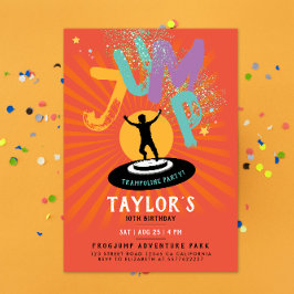 クールおもしろいカラフルトランポリンジャンプバウンスパーティー 招待状