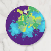 クールおもしろいカラフルパープルペイントボール（ばちゃばちゃ）跳ねる10代の フェイバータグ (裏面)