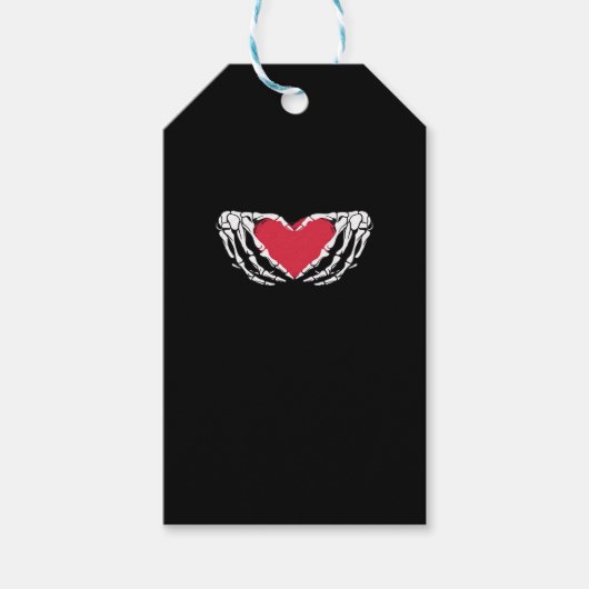 クールおもしろいクラシックスケルトン手ハート- Valentin ギフトタグ (正面)