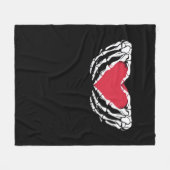 クールおもしろいクラシックスケルトン手ハート- Valentin フリースブランケット (正面(横))