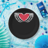 クールおもしろいクラシックスケルトン手ハート- Valentin ペーパープレート (パーティー)