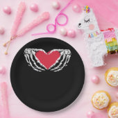 クールおもしろいクラシックスケルトン手ハート- Valentin ペーパープレート (パーティー)