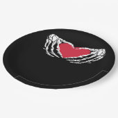 クールおもしろいクラシックスケルトン手ハート- Valentin ペーパープレート (アングル)