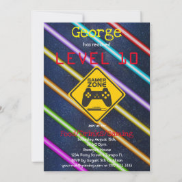 クールおもしろいゲーム少年の誕生日パーティー 招待状