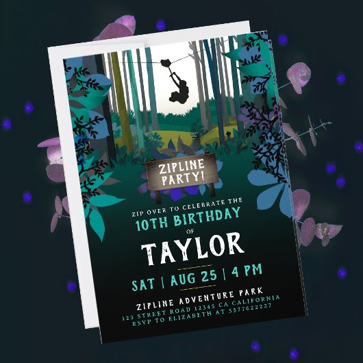クールおもしろいジプリンターコイズ自然パーティーアドベンチャー 招待状