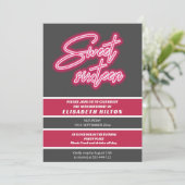 クールおもしろいネオンタイポグラフィストライプスウィート16 招待状 (スタンド正面)