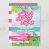 クールおもしろいネオンタイポグラフィストライプスウィート16 invitati 招待状 (正面/裏面)