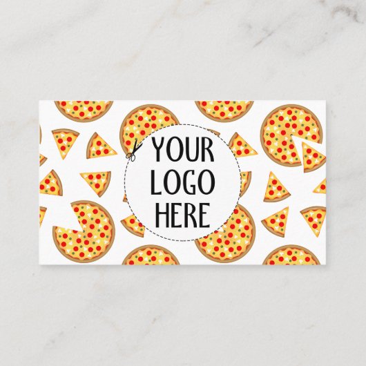 クールおもしろいピザとスライスのパターン白あなたのロゴ ロイヤリティカード (裏面)