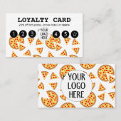 クールおもしろいピザとスライスのパターン白あなたのロゴ ロイヤリティカード (正面/裏面)