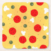 クールおもしろいピザパーティー子供の誕生日 スクエアペーパーコースター (正面)