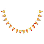 クールおもしろいピザパーティー子供の誕生日 バンティングフラッグ (全)