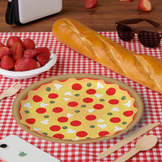 クールおもしろいピザパーティー子供の誕生日 ペーパープレート (ピクニック)