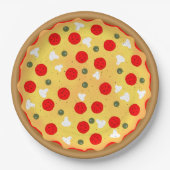 クールおもしろいピザパーティー子供の誕生日 ペーパープレート (正面)