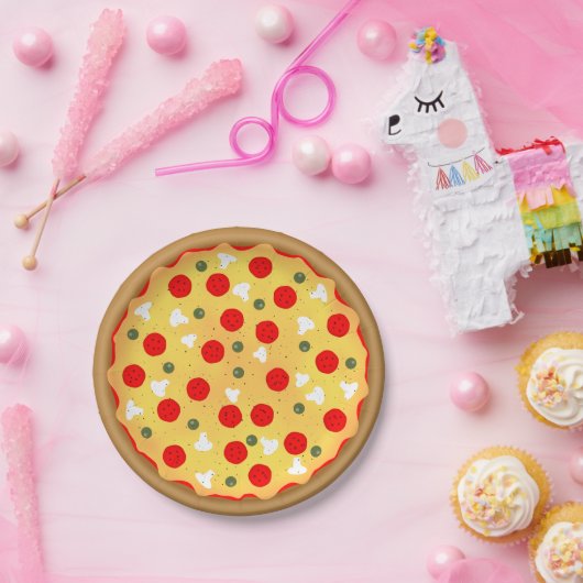 クールおもしろいピザパーティー子供の誕生日 ペーパープレート (パーティー)